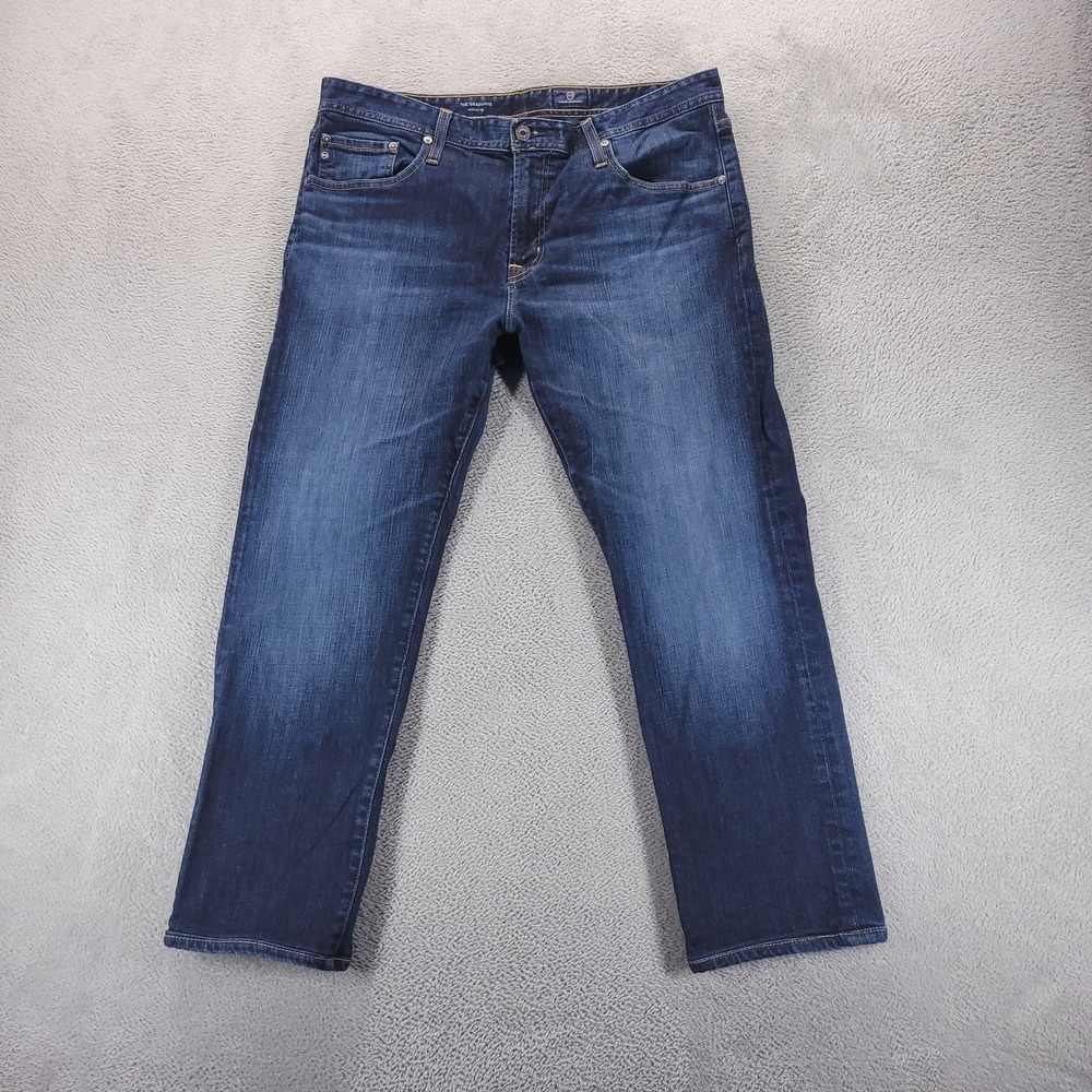 AG Jeans Mens 36x27 Blue The Graduate Straight Faded Dark Wash Stretch Preppy